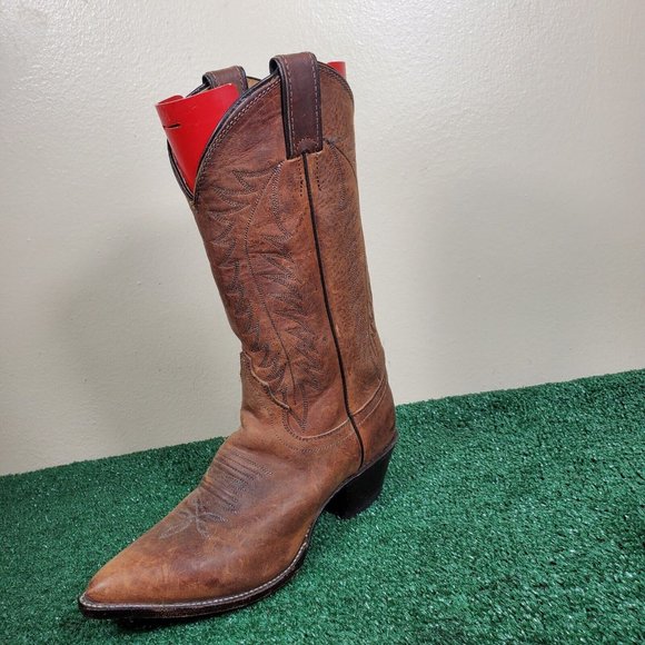Justin Boots Cowgirl Boots Brown Leather Pull On Women Size 6.5B 4935 - Picture 9 of 11